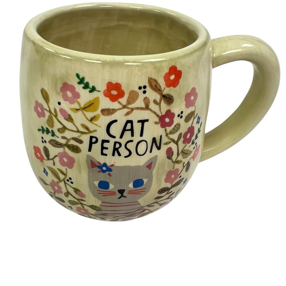 Natural Life Cat Person Happy Mug Floral Cat Coffee Tea Cup Cute
